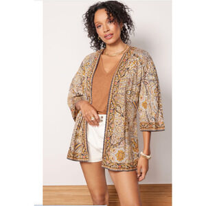 CLEOBELLA NWT Evereve Kaleidescope Organic Cotton Wrap Open Kimono Top // XS